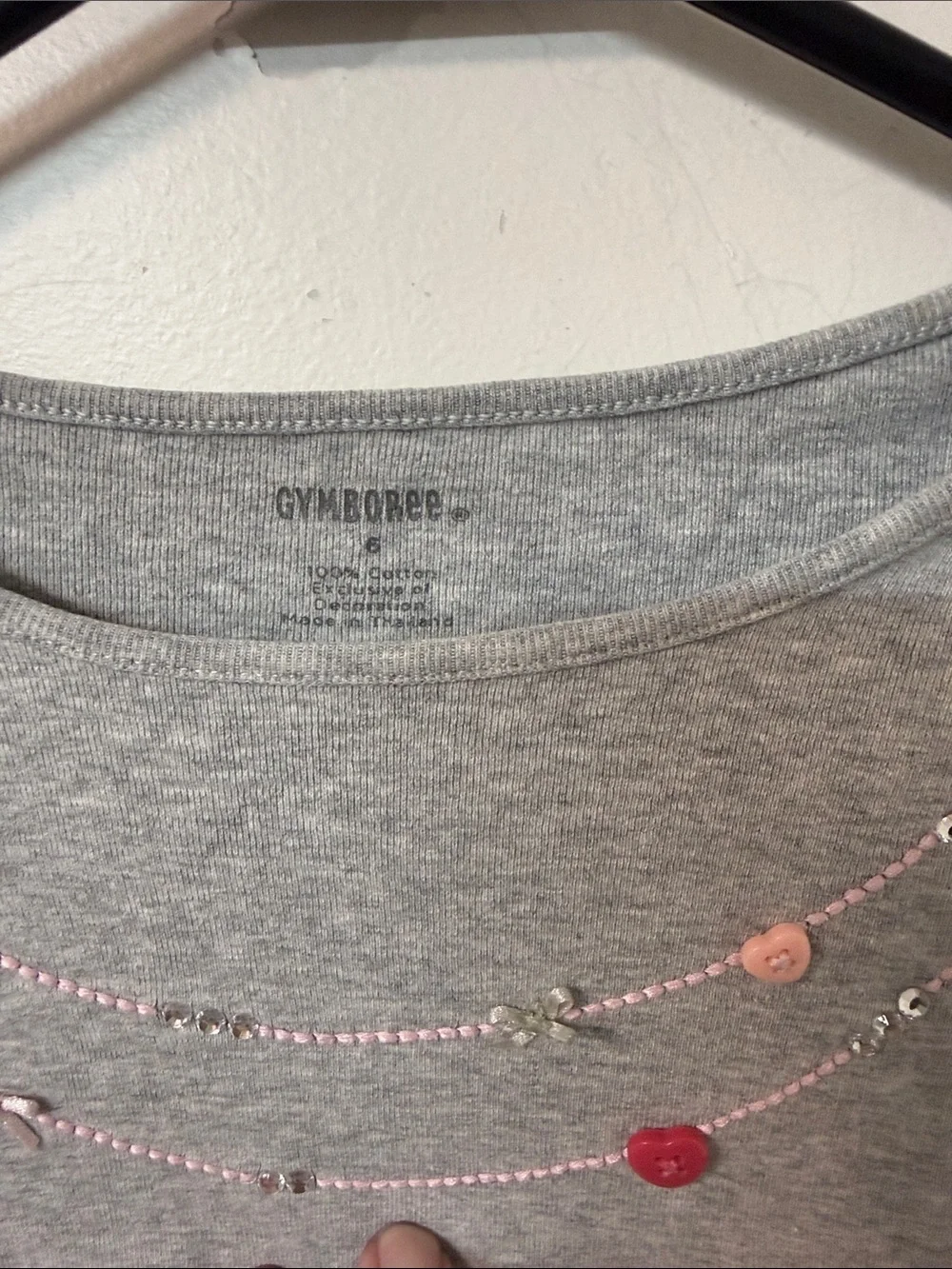 Gymboree Gray Long Sleeve Layered-Look Top with Pink Accents